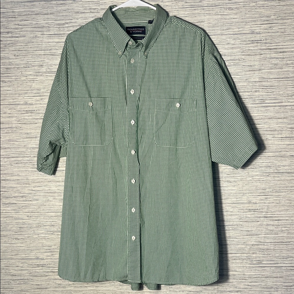Roundtree & Yorke Green Gingham Short Sleeve Casual Shirt XXL – Timeless (818)